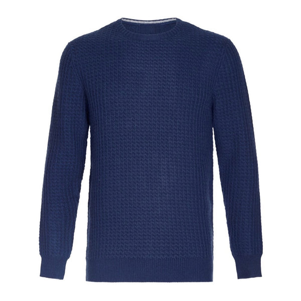 Lona Scott - Mens 4-Ply Cashmere Round Neck - Honeycomb Knit