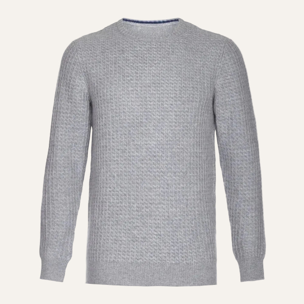 Lona Scott - Mens 4-Ply Cashmere Round Neck - Honeycomb Knit