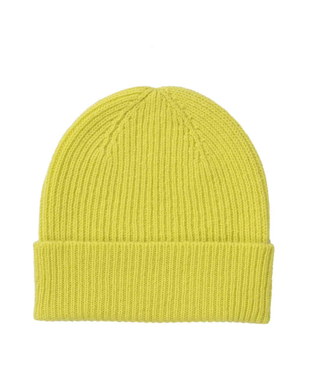 bright yellow ribbed cashmere beanies for men and women made in Scotland
