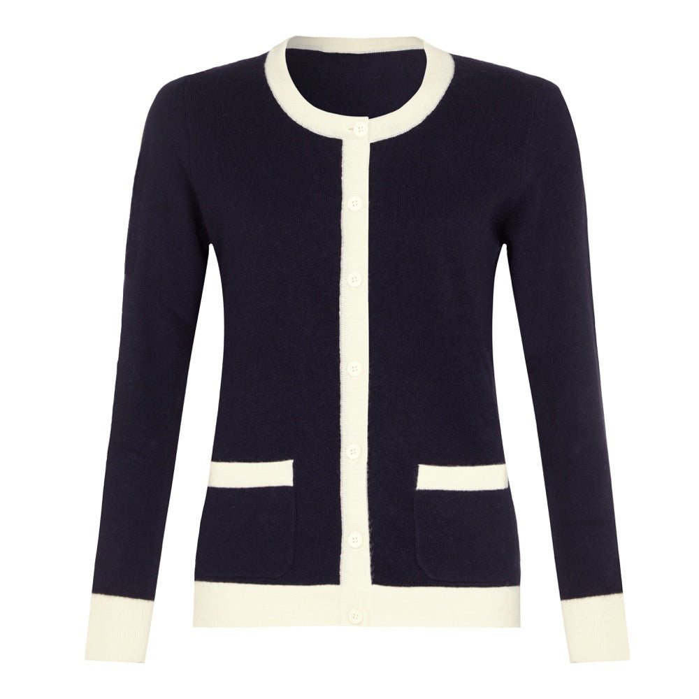 Best Cashmere Cardigans | Navy and Cream