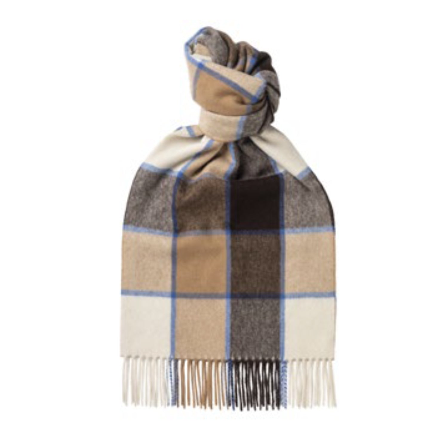 Pure Cashmere Scarf Checked - Natural Colours 
