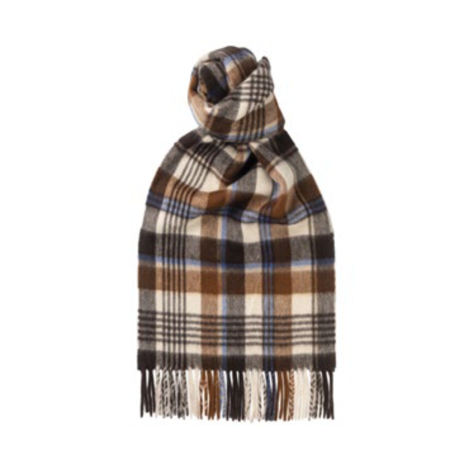 Pure Cashmere Checked Scarf- Modern Tartan Chocolate 