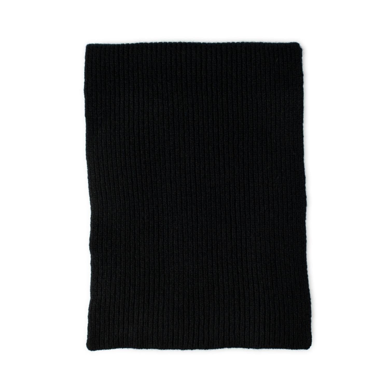 Black Lambswool Scarf Ribbed