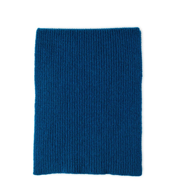 ocean blue wool scarf, ribbed, chunky knit