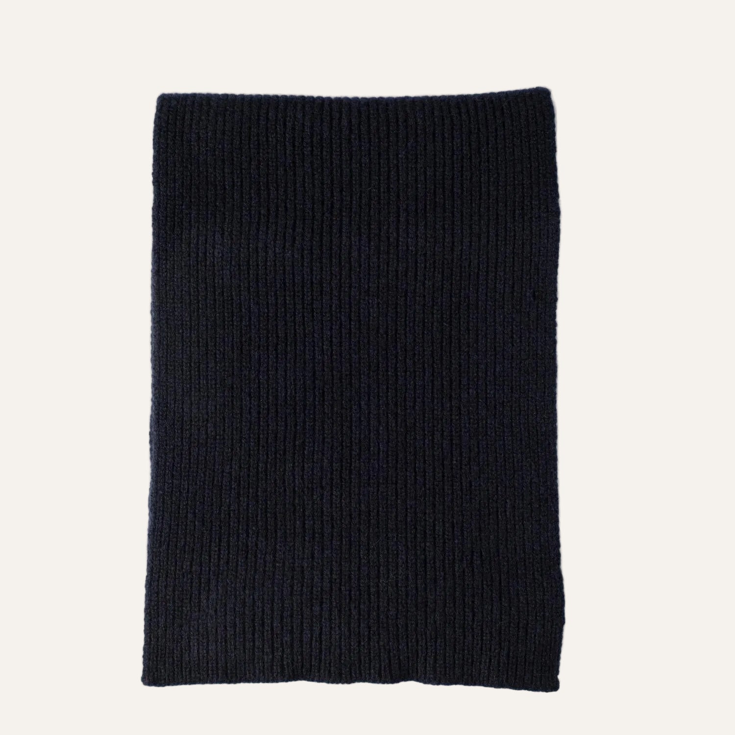 Navy Ribbed Wool Scarf