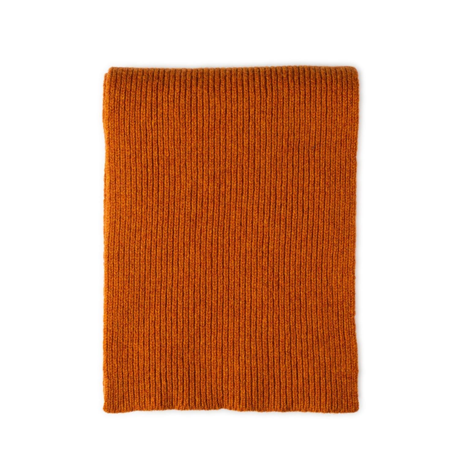 Orange Wool Scarf Set - Ribbed