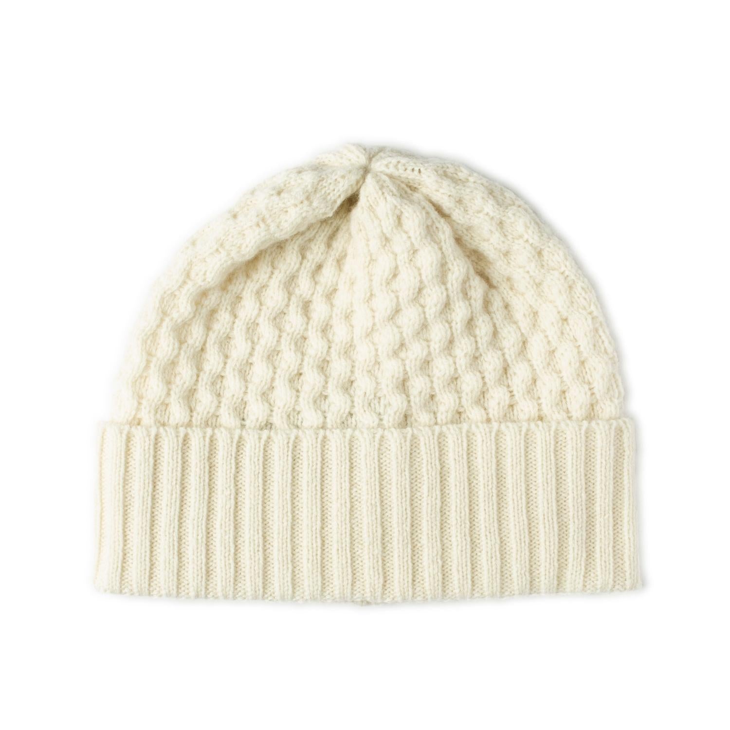 Aran Beanie Hat | White