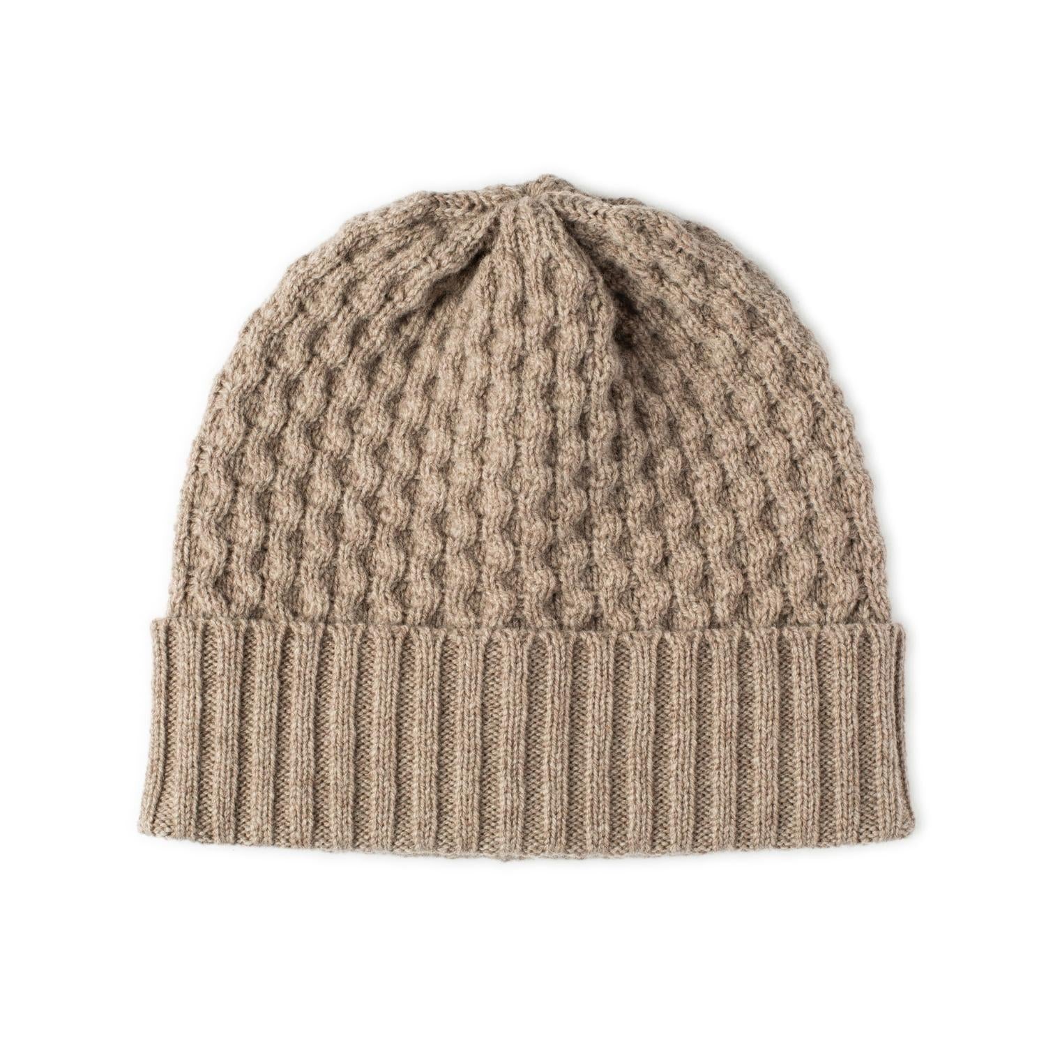 lambswool beanie - aran hat - beige