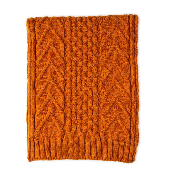 Orange Lambswool Aran Knit  Scarf 
