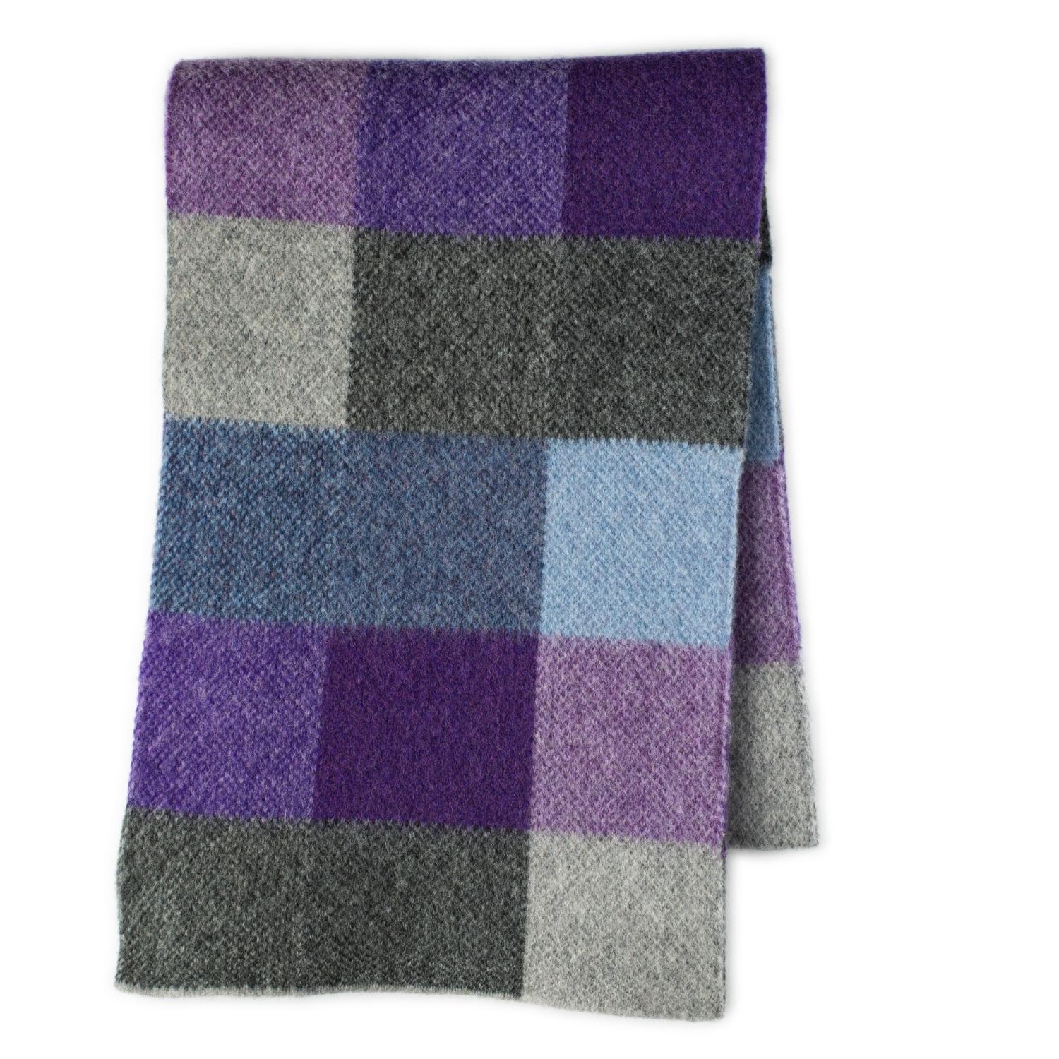 Checked scarves - colourful checked scarf - Grey Purple