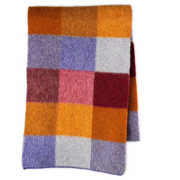 Checked scarves - colourful checked scarf - Purple Orange
