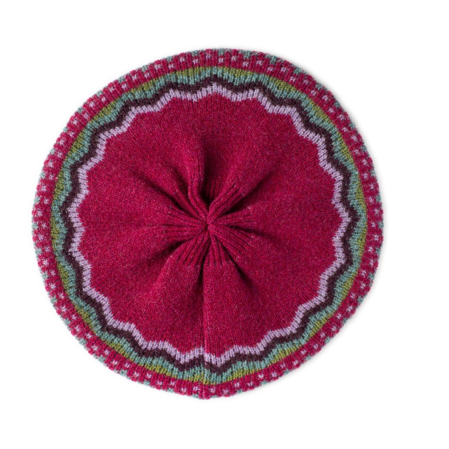 Patterned Berets- Lambswool Berets - Pink 