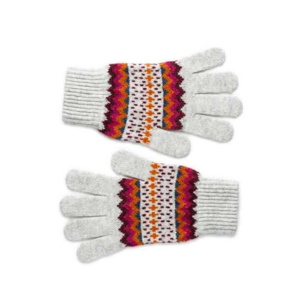 Pure Lambswool Patterned Christmas Gloves - Grey