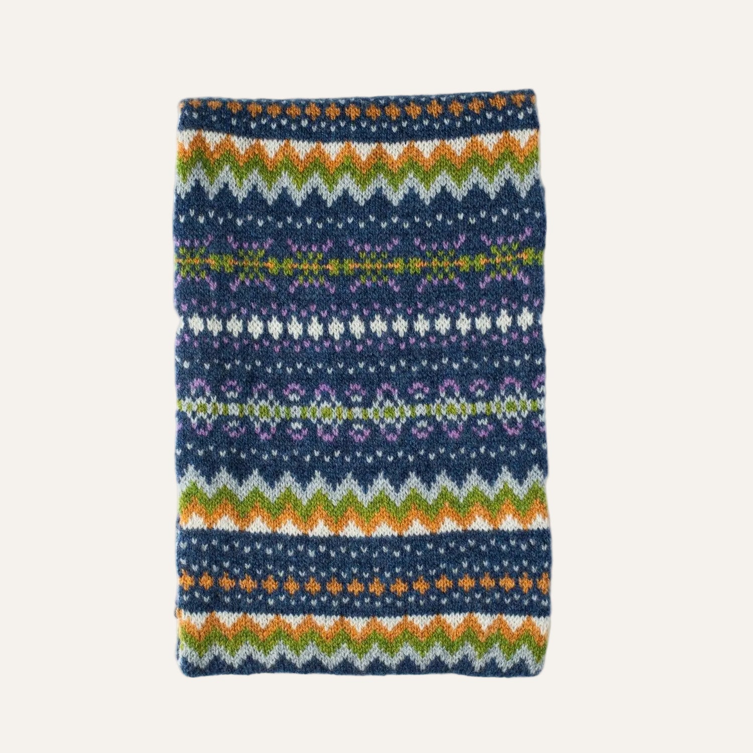 Christmas scarf - Blue yellow white patterned ladies Scarf - Pure Lambswool 