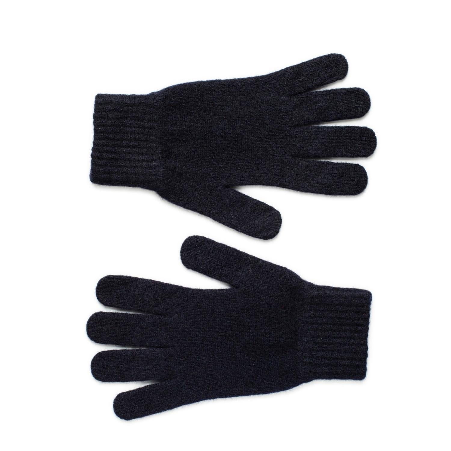 Lambswool Gloves - Mens Wool Gloves UK - Navy