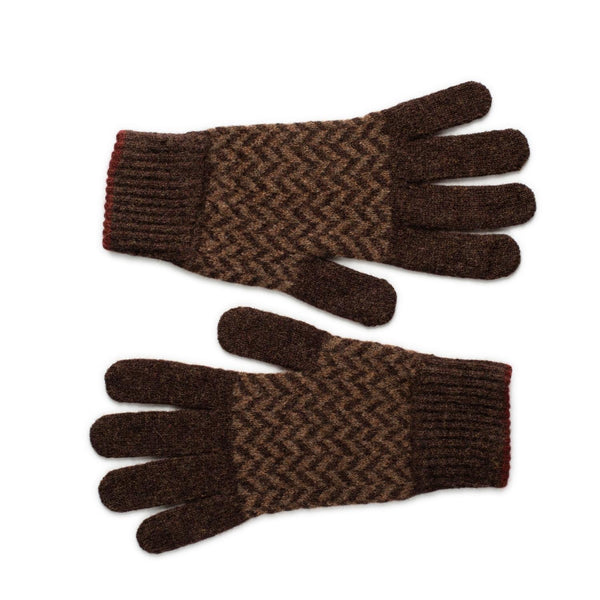 lambswool gloves mens - brown pattern 