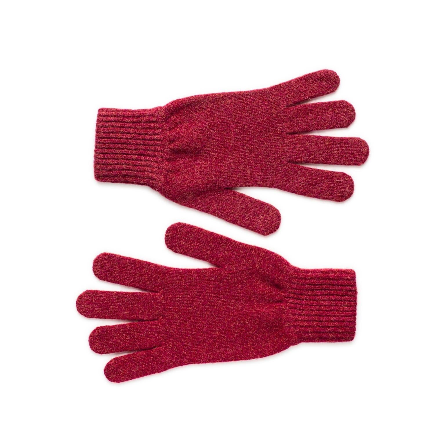 Ladies Lambswool Gloves in Rhubarb Red