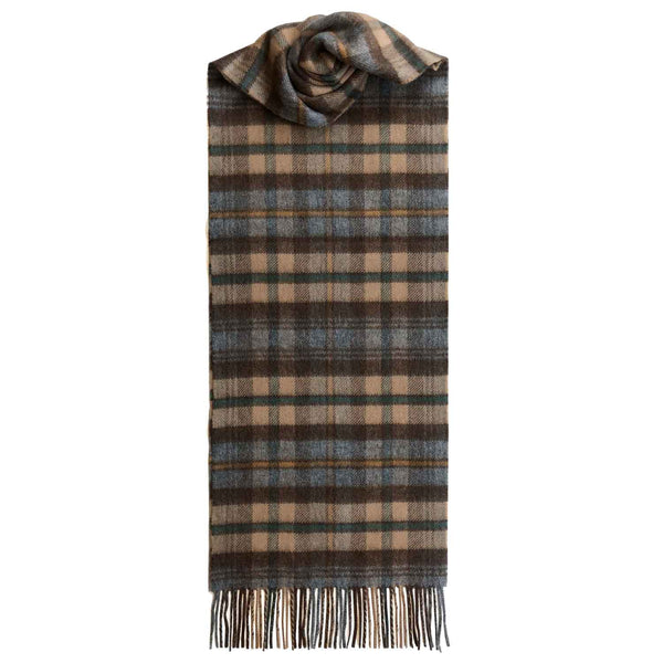 Checked Cashmere Scarf With Fringes | Brown Grey 
