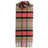 Checked Cashmere Scarf With Fringes - Beige Yellow Coral - Ladies Cashmere Scarf 