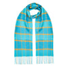 Checked Cashmere Scarf - Turquoise Yellow Overcheck