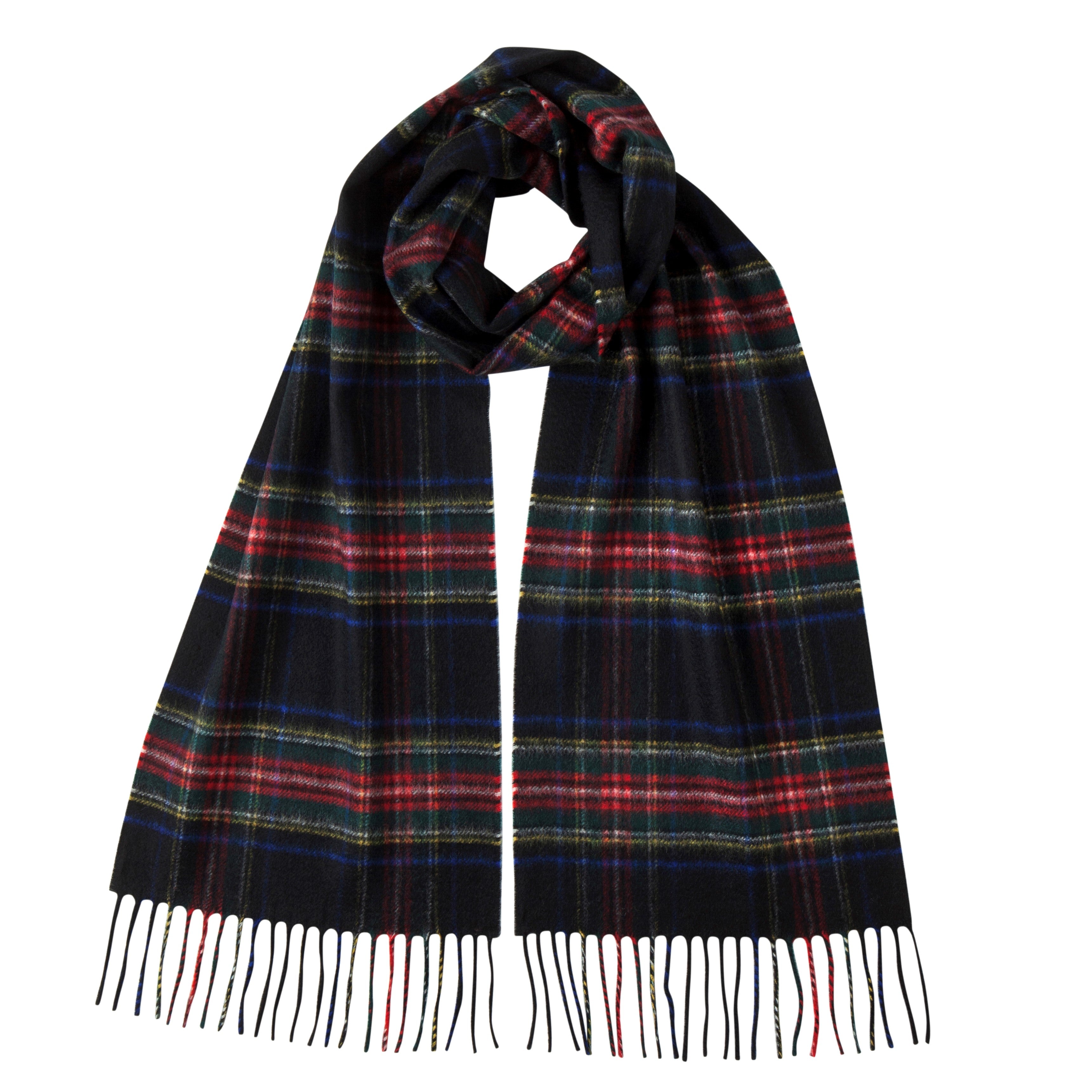 Tartan Cashmere Scarf Black Stewart 
