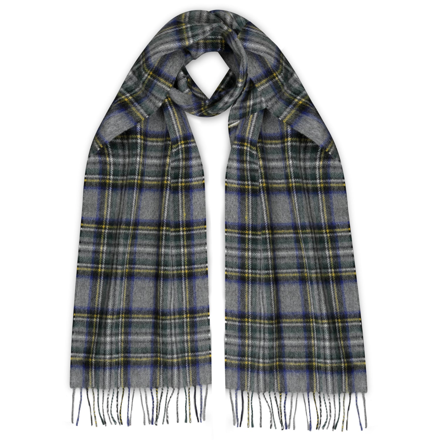 Tartan Cashmere Scarf  Glen Isla Grey Stewart 