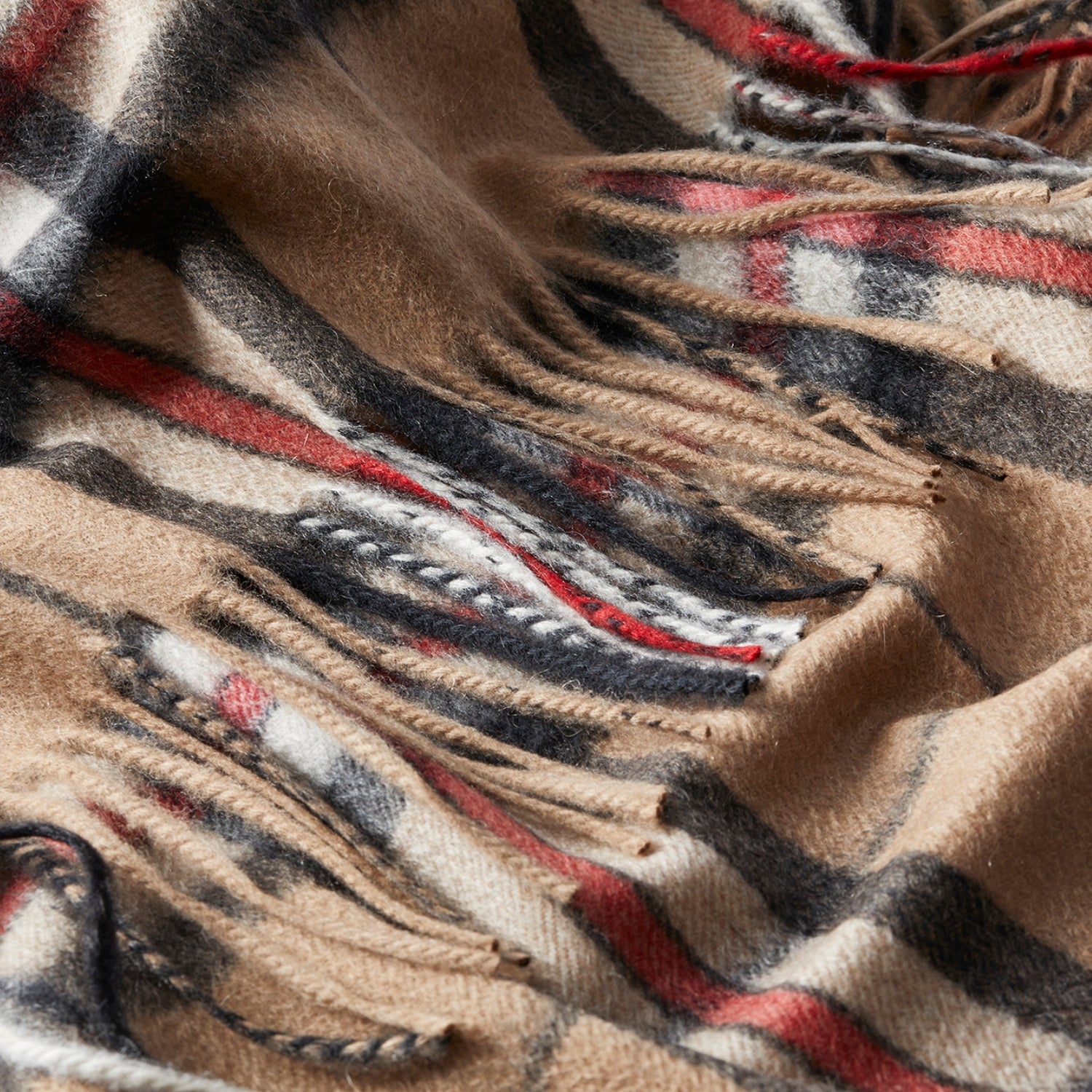 Pure Cashmere Stole up Close | Camel Check | The Cashmere Choice