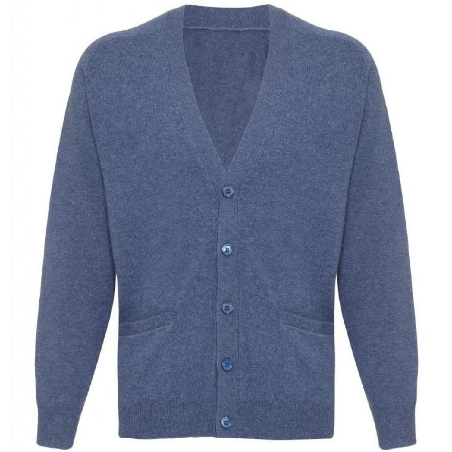 Cashmere Cardigan Mens in Denim 