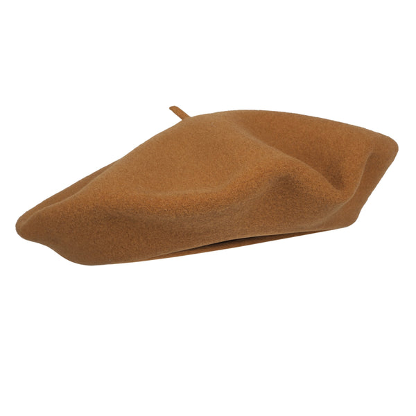 Dark camel beret made in France by Laulhere