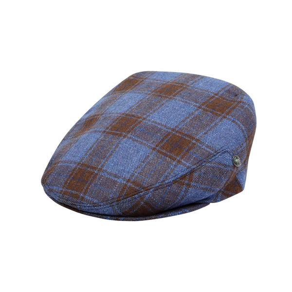 Blue Checked Flat Cap | Cashmere and Wool Flat Cap | 