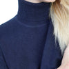 Women's Cashmere Roll Neck Jumper | Navy Blue | Close Up