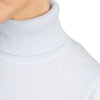 Ladies Pale Blue Cashmere Polo Neck Sweater | Close up | Shop at The Cashmere Choice | London