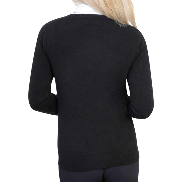 black cashmere v neck jumper | Back