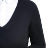 Black Cashmere V Neck Jumper | Close up 