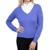 Ladies Cornflower Blue Cashmere V Neck Sweater | Front | Shop at The Cashmere Choice | London