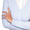Ladies Pale Blue Cashmere V Neck Sweater | Close up | Shop at The Cashmere Choice | London