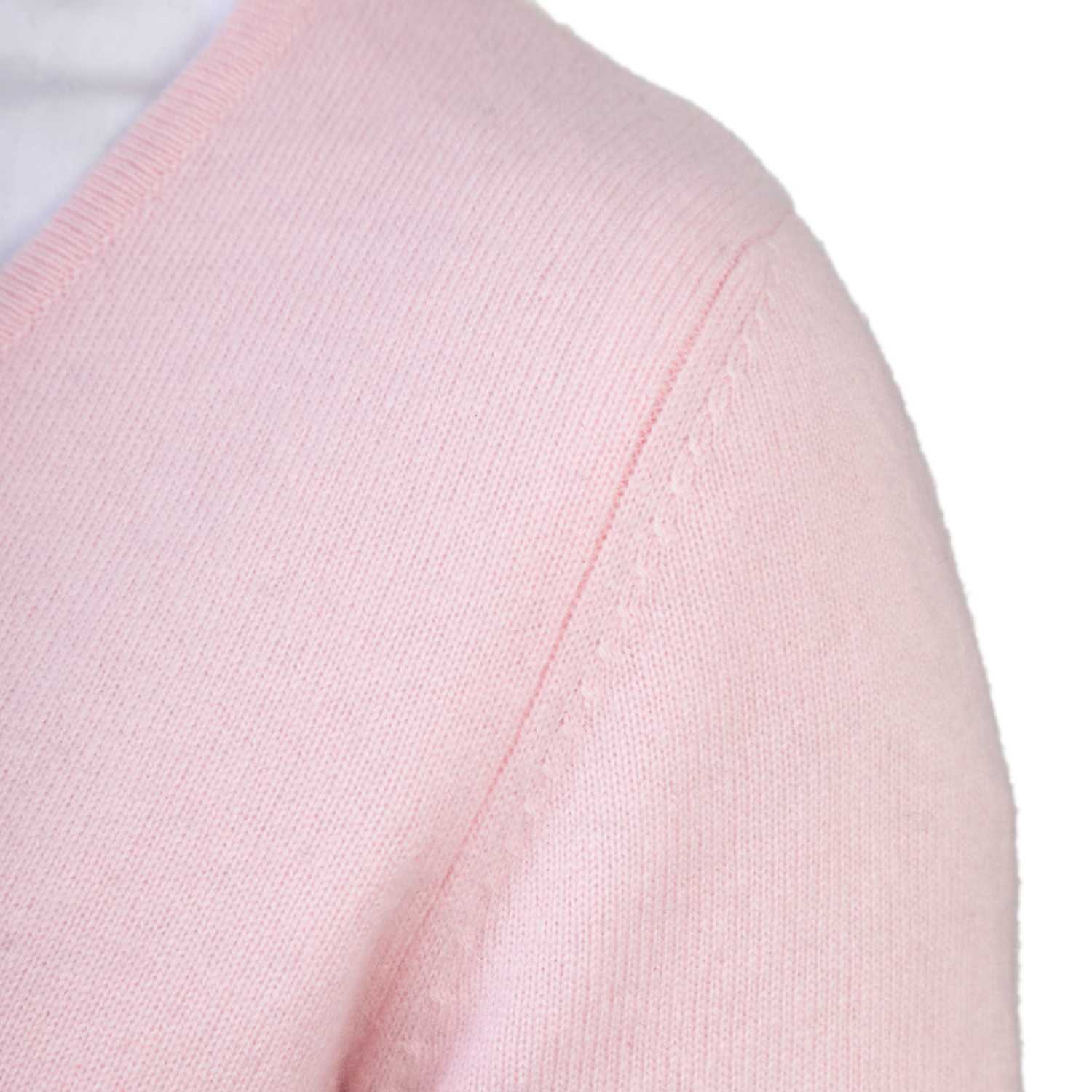 Ladies Cashmere V Neck Sweater | Pink | Close Up