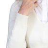 Ladies Cream White Cashmere V Neck Sweater | Close up | Shop at The Cashmere Choice | London