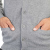 Mens Cashmere Cardigan | Grey | Close Up 