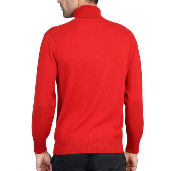 Mens Cashmere Roll Neck in Red - Back