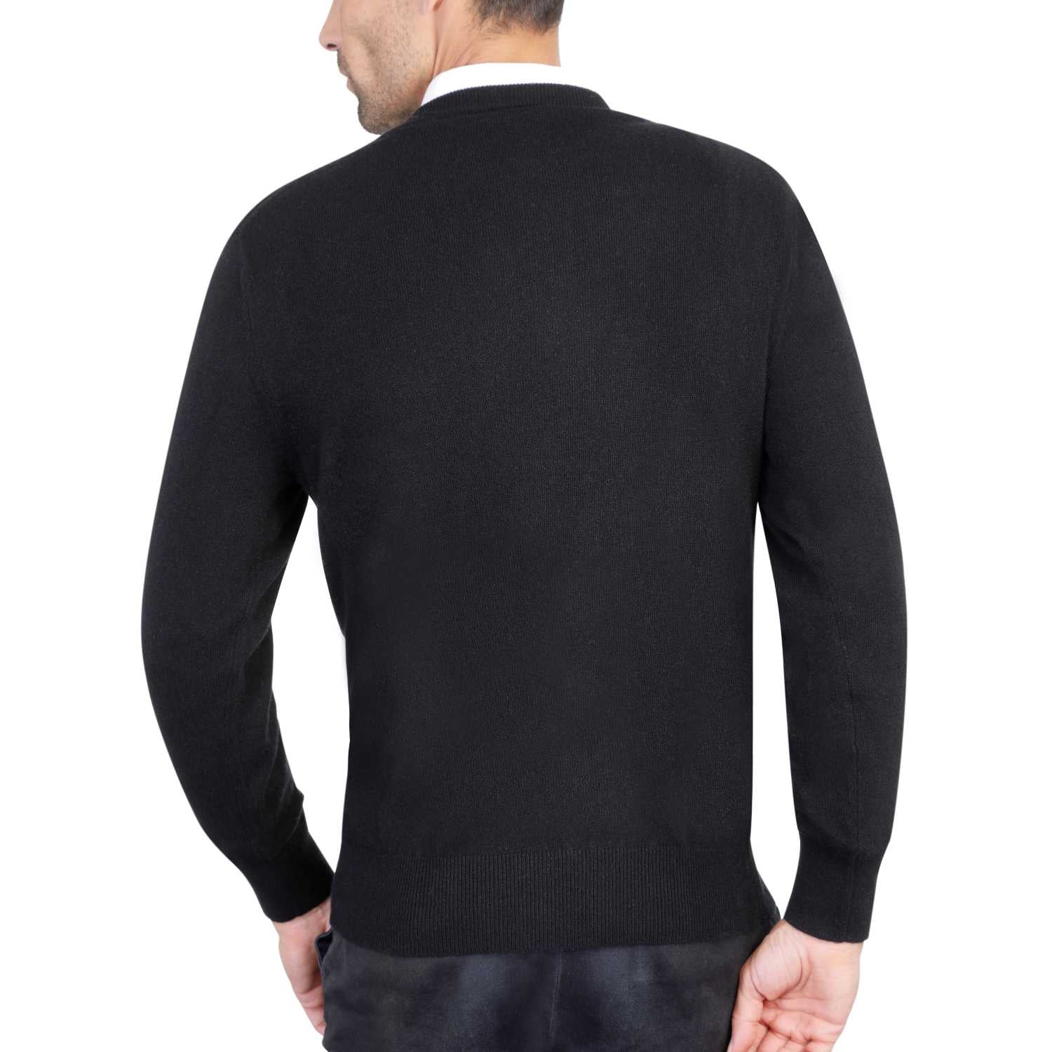 Mens Black Cashmere Round Neck Sweater | Back | Shop at The Cashmere Choice | London