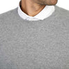 Mens Grey Cashmere Round Neck Sweater | Close up | Shop at The Cashmere Choice | London