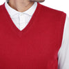 Mens Burgundy Wine Cashmere Sleeveless Vest Sweater | Close up | Shop at The Cashmere Choice | London