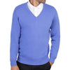 Mens cashmere v neck jumpers - corn flower blue