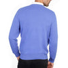 Mens cashmere v neck jumpers - cornflower blue back view