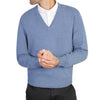 Mens cashmere v neck jumpers - denim blue 
