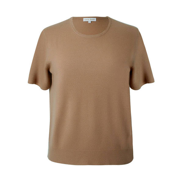 Cashmere Twin Sets | Camel Cashmere Sweater Short Sleeve 