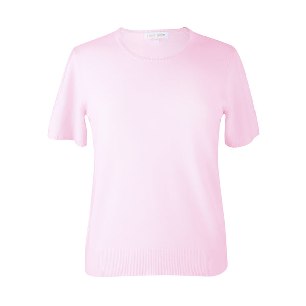 Cashmere Twin Sets | Pink Cashmere Sweater Short Sleeve