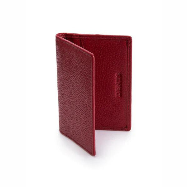 Red Pebble Grain Leather Card Holder | Dents | The Cashmere Choice