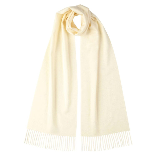 Johnsons of Elgin | Johnston Cashmere | White Ecru Cashmere Scarf | buy at The Cashmere Choice | London